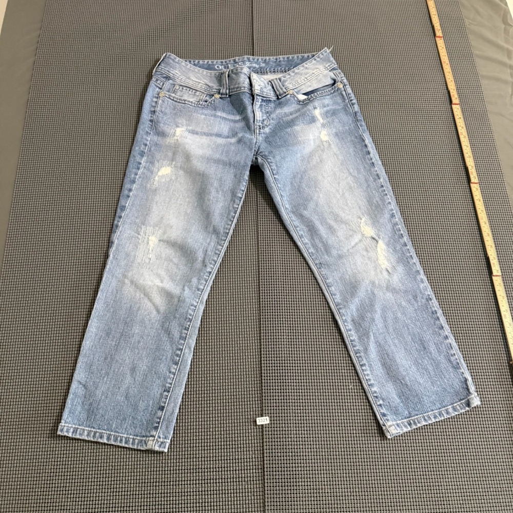 Guess Jeans Womens 29 Light Wash Distressed Low Rise Straight Leg Denim Pants